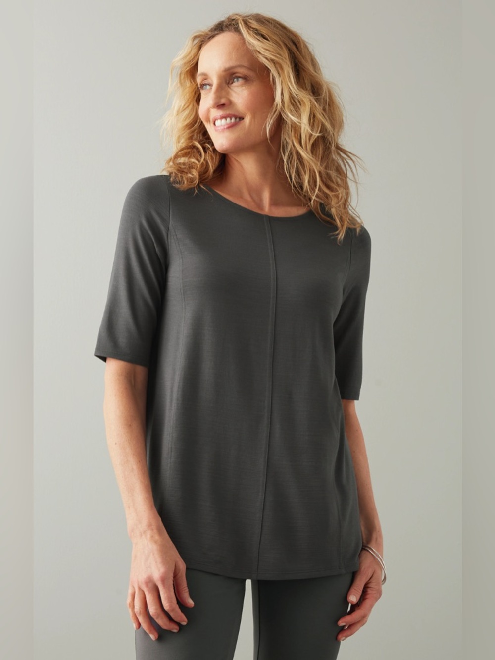 J. Jill Wearever Ponte Knit Tunic Top Lagenlook Minimalist Classic Gray XL